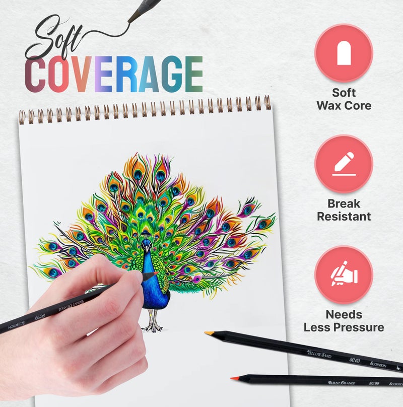 Black Widow Coloring Pencils for Adults â€“ 24 Wax Soft Core Colored Pencils for Adult Coloring Books â€“ Vibrant Color Pencil Set (Scorpion Set) - Image 5